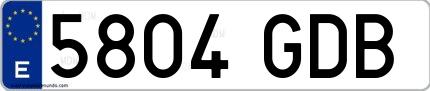 Ejemplo de matrícula española 5804 GDB