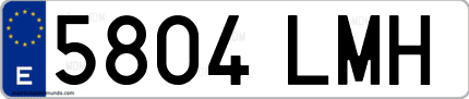 Ejemplo de matrícula de coche ordinaria 5804 LMH