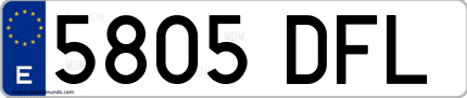 Ejemplo de matrícula de coche ordinaria 5805 DFL
