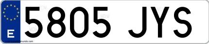 Ejemplo de matrícula española 5805 JYS