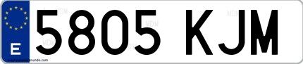 Ejemplo de matrícula española 5805 KJM