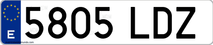 Ejemplo de matrícula de coche ordinaria 5805 LDZ