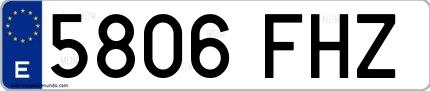 Ejemplo de matrícula española 5806 FHZ