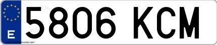 Ejemplo de matrícula española 5806 KCM