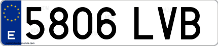 Ejemplo de matrícula de coche ordinaria 5806 LVB