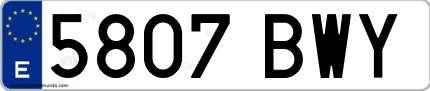 Ejemplo de matrícula de coche ordinaria 5807 BWY