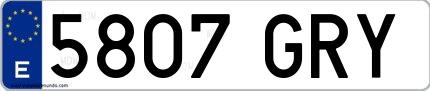 Ejemplo de matrícula española 5807 GRY