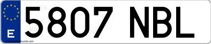 Ejemplo de matrícula española 5807 NBL