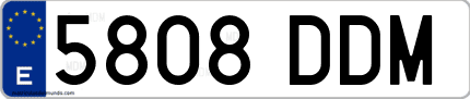 Ejemplo de matrícula de coche ordinaria 5808 DDM
