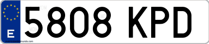 Ejemplo de matrícula de coche ordinaria 5808 KPD