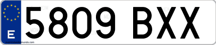 Ejemplo de matrícula de coche ordinaria 5809 BXX