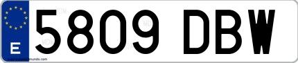 Ejemplo de matrícula española 5809 DBW