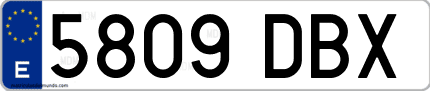 Ejemplo de matrícula de coche ordinaria 5809 DBX