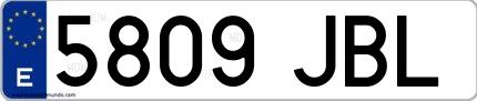 Ejemplo de matrícula española 5809 JBL