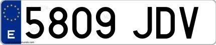 Ejemplo de matrícula española 5809 JDV