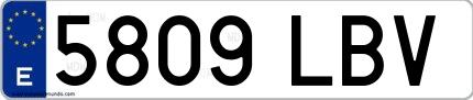 Ejemplo de matrícula española 5809 LBV
