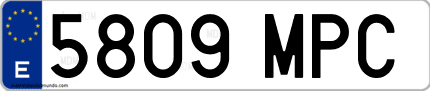 Ejemplo de matrícula de coche ordinaria 5809 MPC