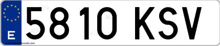 Ejemplo de matrícula de coche ordinaria 5810 KSV