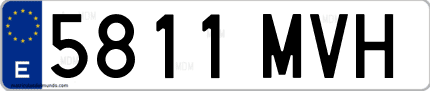 Ejemplo de matrícula de coche ordinaria 5811 MVH