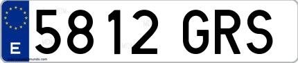 Ejemplo de matrícula española 5812 GRS