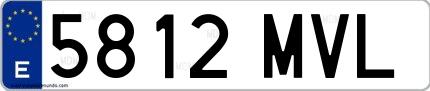 Ejemplo de matrícula española 5812 MVL