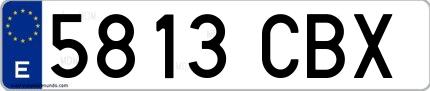 Ejemplo de matrícula española 5813 CBX