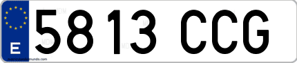 Ejemplo de matrícula de coche ordinaria 5813 CCG