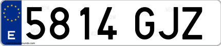Ejemplo de matrícula de coche ordinaria 5814 GJZ