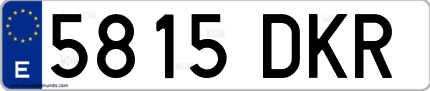 Ejemplo de matrícula de coche ordinaria 5815 DKR