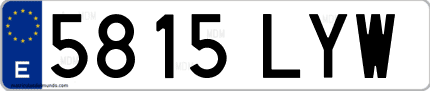 Ejemplo de matrícula de coche ordinaria 5815 LYW