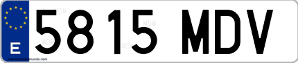 Ejemplo de matrícula de coche ordinaria 5815 MDV