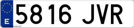 Ejemplo de matrícula española 5816 JVR