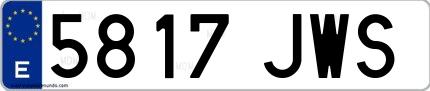 Ejemplo de matrícula española 5817 JWS