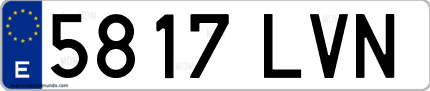 Ejemplo de matrícula de coche ordinaria 5817 LVN