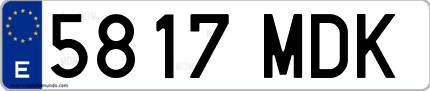 Ejemplo de matrícula de coche ordinaria 5817 MDK