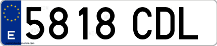 Ejemplo de matrícula de coche ordinaria 5818 CDL