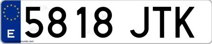 Ejemplo de matrícula española 5818 JTK