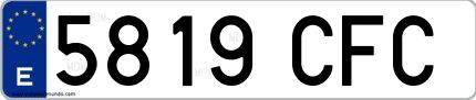 Ejemplo de matrícula española 5819 CFC