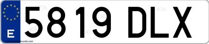 Ejemplo de matrícula española 5819 DLX