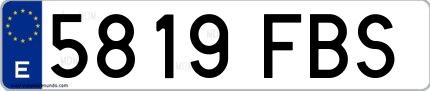 Ejemplo de matrícula española 5819 FBS