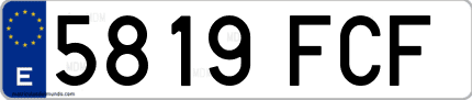 Ejemplo de matrícula de coche ordinaria 5819 FCF
