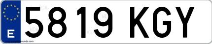 Ejemplo de matrícula española 5819 KGY