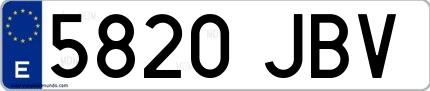 Ejemplo de matrícula española 5820 JBV