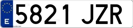 Ejemplo de matrícula española 5821 JZR