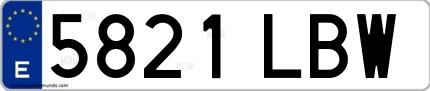 Ejemplo de matrícula española 5821 LBW