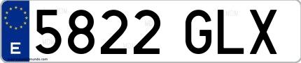 Ejemplo de matrícula española 5822 GLX