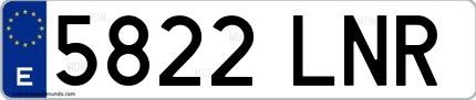 Ejemplo de matrícula española 5822 LNR