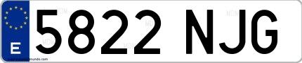 Ejemplo de matrícula española 5822 NJG
