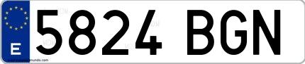 Ejemplo de matrícula española 5824 BGN