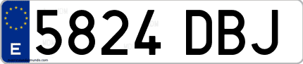 Ejemplo de matrícula de coche ordinaria 5824 DBJ